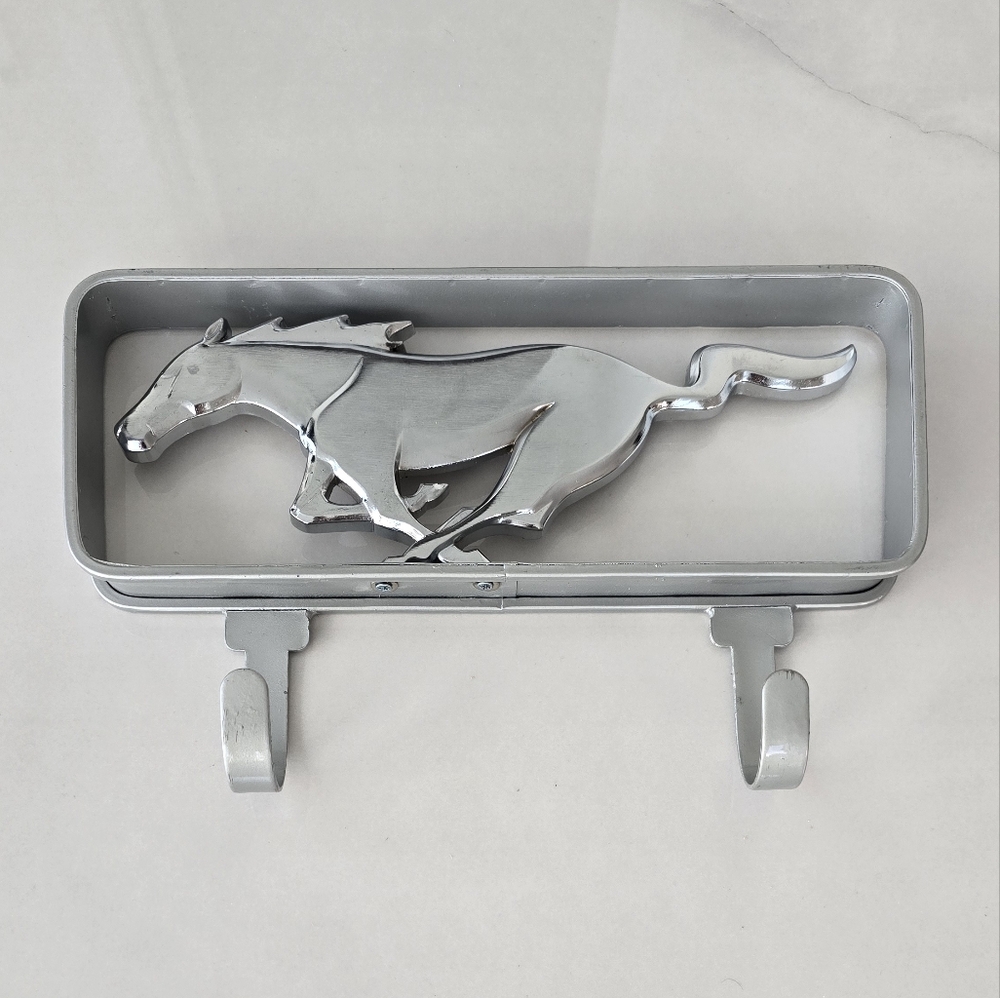 Ford Mustang Galloping Horse Emblem Wall Hook - Silver
